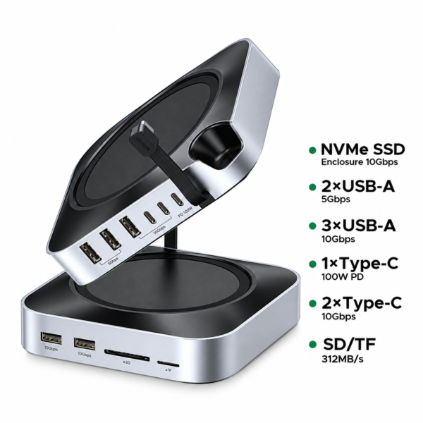 UGREEN 11 – in – 1 Type-C Docking Station (Mac Mini M4 or M4 Pro ) – CM841 – 65487 – 1 Year Warranty